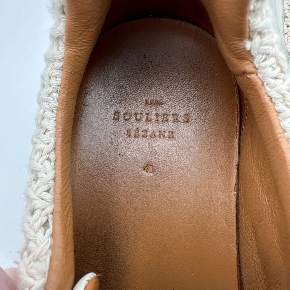 Sezane Souliers Sama Sneakers Shoes‎ Womens Size 10 Beige Crochet Luxury Indie